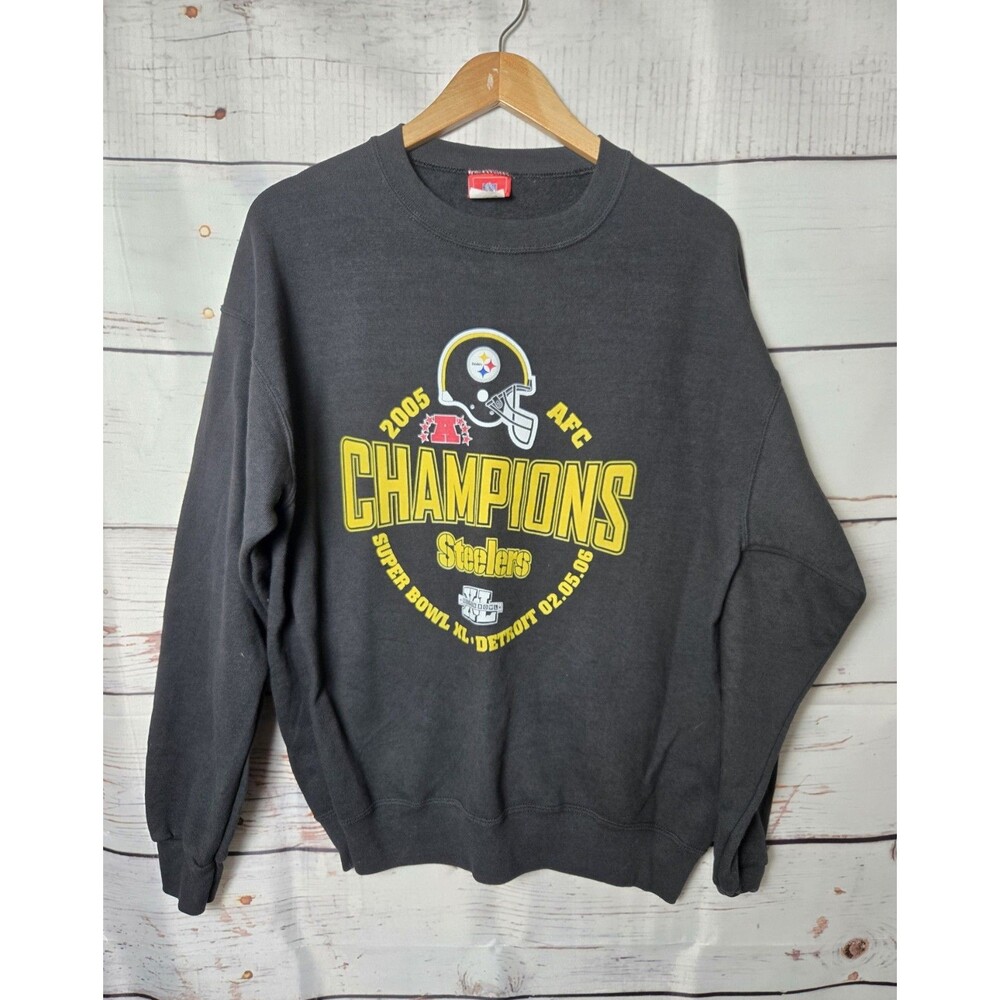 Vintage Pittsburgh Steelers 2005 AFC Champions Sweatshirt L Super Bowl Black